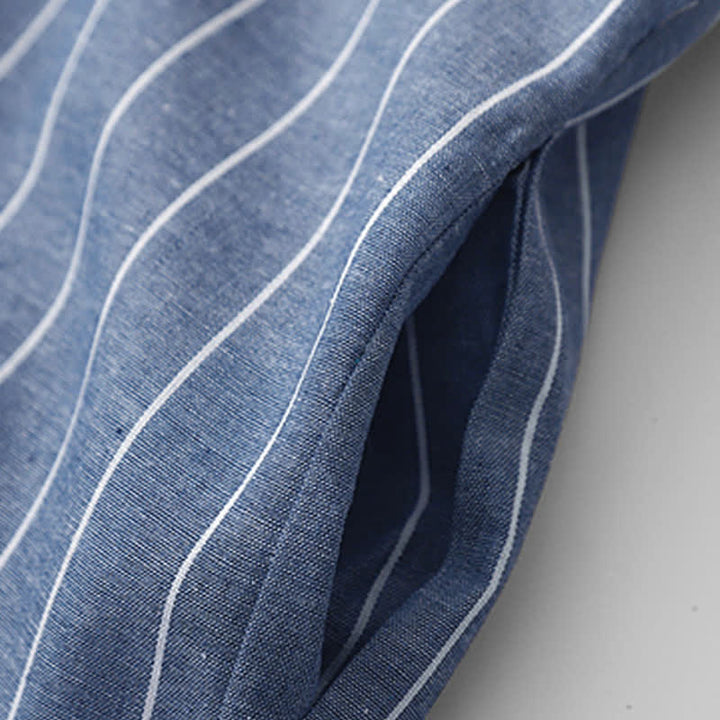 Buddha Stones Spring Casual Minimalist Button-Up Striped Women's Long Sleeve Dresses - image 12