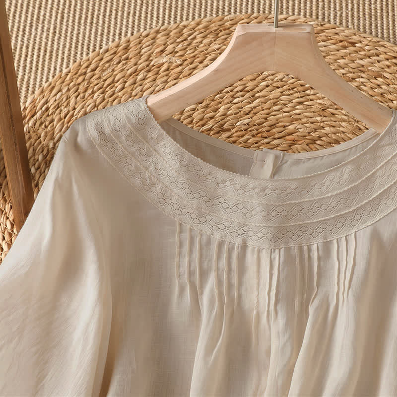 Buddha Stones Spring Summer Casual Elegant Embroidery Solid Women's Long Sleeve T-Shirt - image 1