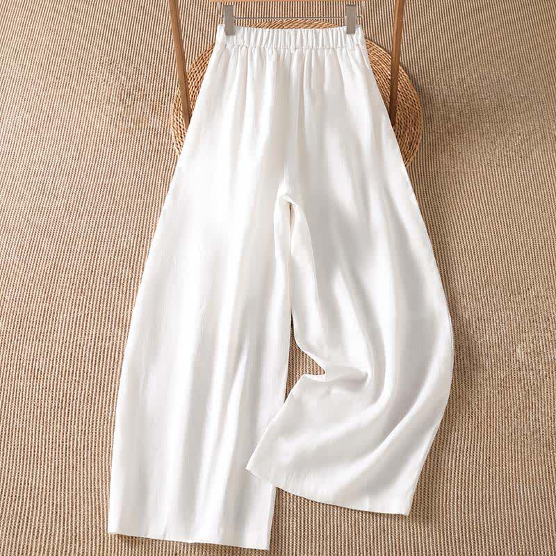Buddha Stones Spring Summer Casual Solid Zipper Design Ankle Pants Women's Wide Leg Pants With Pocket - image 11