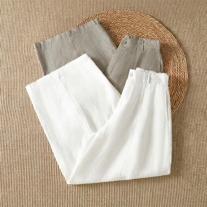 Buddha Stones Spring Summer Casual Solid Zipper Design Ankle Pants Women's Wide Leg Pants With Pocket - image 17