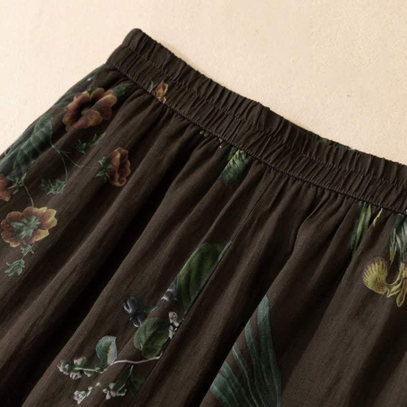 Buddha Stones Spring Summer Boho Floral Ankle Pants Women's Wide Leg Pants With Pockets - image 17