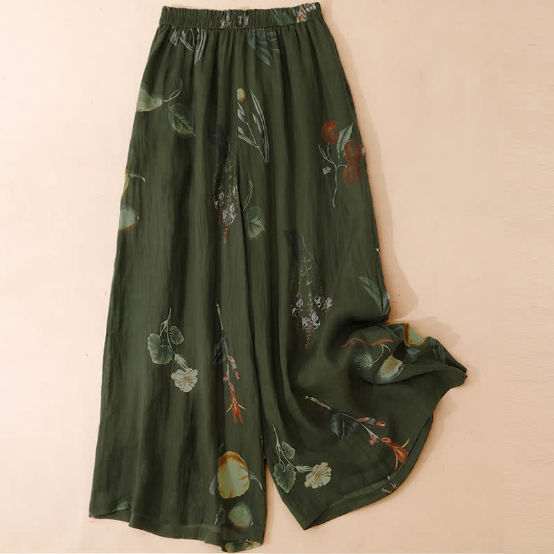Buddha Stones Spring Summer Boho Floral Ankle Pants Women's Wide Leg Pants With Pockets - image 7