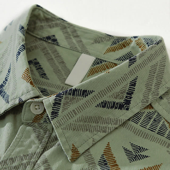 Buddha Stones Spring Fall Casual Boho Button-Up Geometric Cotton Men's Long Sleeve Shirts With Pocket - image 7