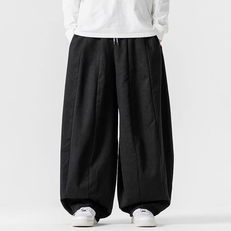 Buddha Stones Fall Casual Simple Drawstring Solid Cotton Long Pants Men's Straight Leg Pants With Pockets - Black - US/UK/AU46，EU56 (5XL) - image 7