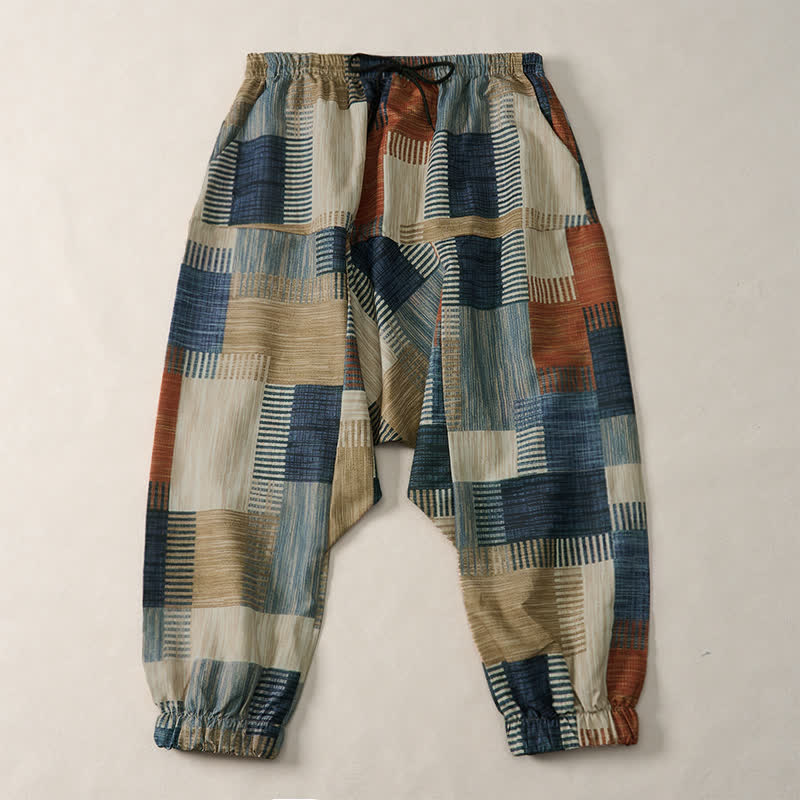 Buddha Stones Spring Summer Casual Boho Drawstring Geometric Long Pants Men's Harem Pants With Pocket - image 3