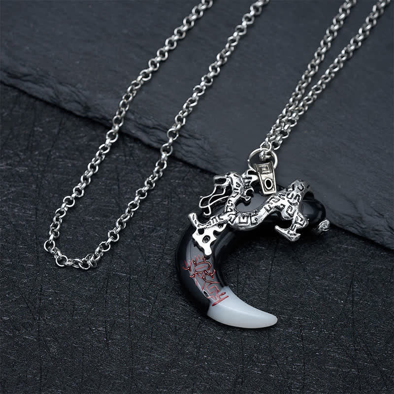 Buddha Stones Dragon Strength Crescent Pendant Necklace - image 2