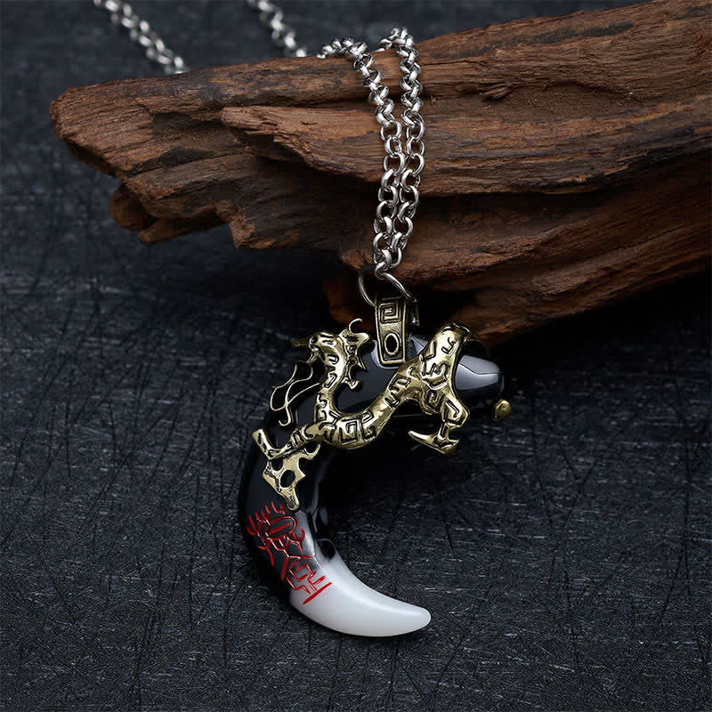 Buddha Stones Dragon Strength Crescent Pendant Necklace - image 11