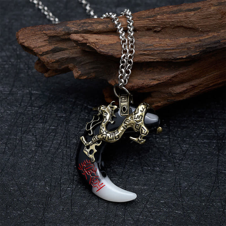 Buddha Stones Dragon Strength Crescent Pendant Necklace - image 11