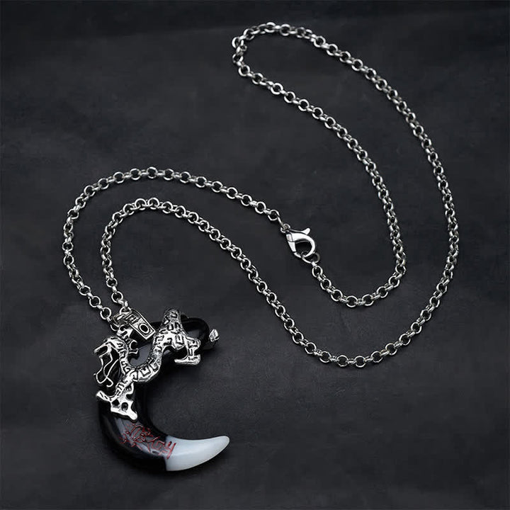 Buddha Stones Dragon Strength Crescent Pendant Necklace - image 1