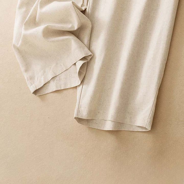 Buddha Stones Summer Minimalist Button-Up High Waist Solid Linen Women's Harem Pants With Pockets  - image 15