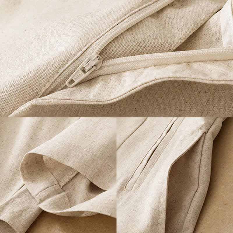 Buddha Stones Summer Minimalist Button-Up High Waist Solid Linen Women's Harem Pants With Pockets  - image 13