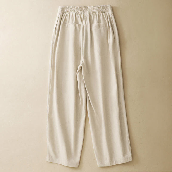Buddha Stones Summer Minimalist Button-Up High Waist Solid Linen Women's Harem Pants With Pockets  - image 10