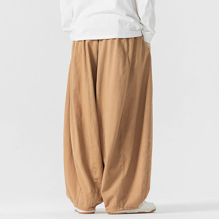 Buddha Stones Fall Casual Simple Drawstring Solid Cotton Long Pants Men's Straight Leg Pants With Pockets - image 37