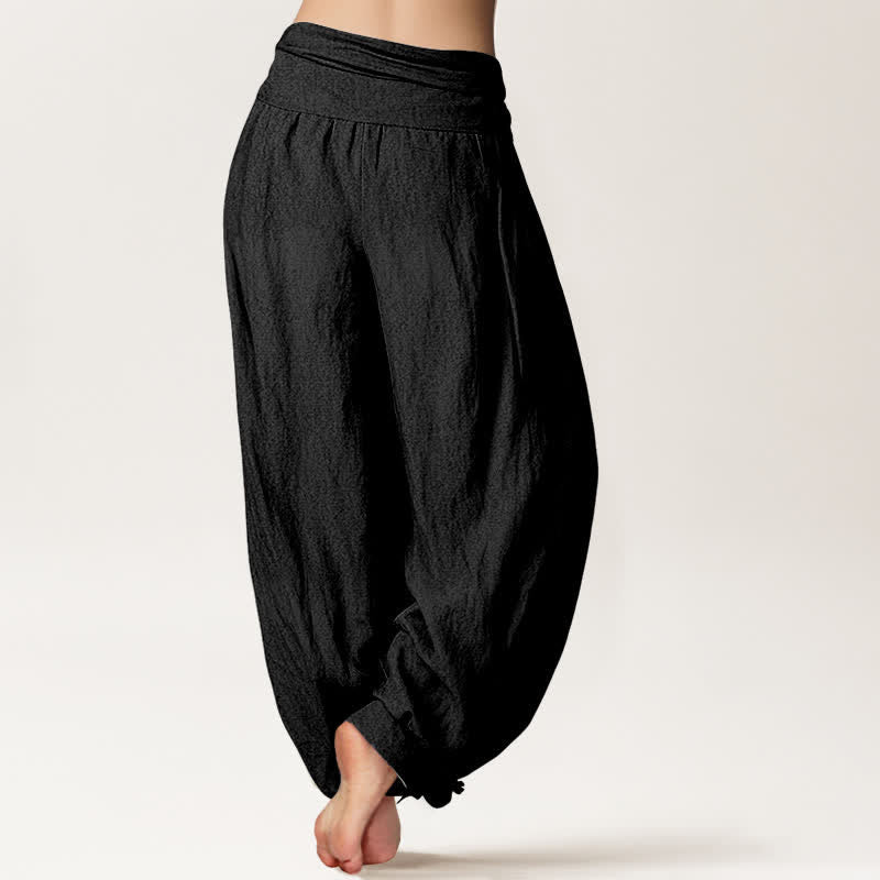 Buddha Stones Pure Cotton Moon Sun Pattern Women's Elastic Waist Harem Pants - image 7
