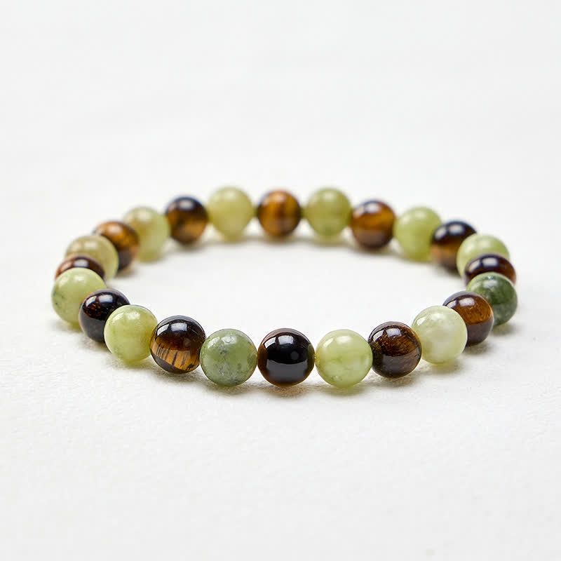 Buddha Stones Tiger Eye Jade Strength Round Beaded Bracelet - image 4