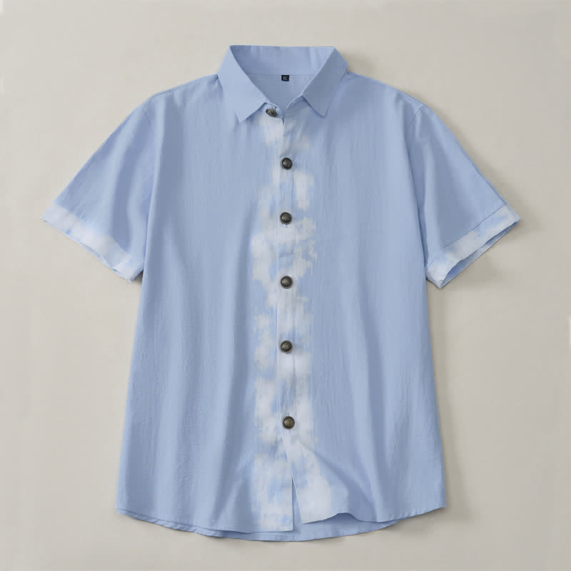 Buddha Stones Summer Casual Boho Tie-Dye Solid Men's Short Sleeve Shirts - image 9