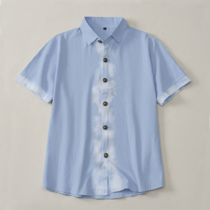 Buddha Stones Summer Casual Boho Tie-Dye Solid Men's Short Sleeve Shirts - image 9