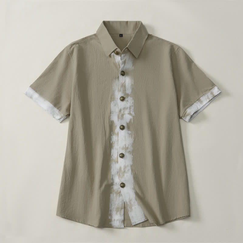 Buddha Stones Summer Casual Boho Tie-Dye Solid Men's Short Sleeve Shirts - image 1