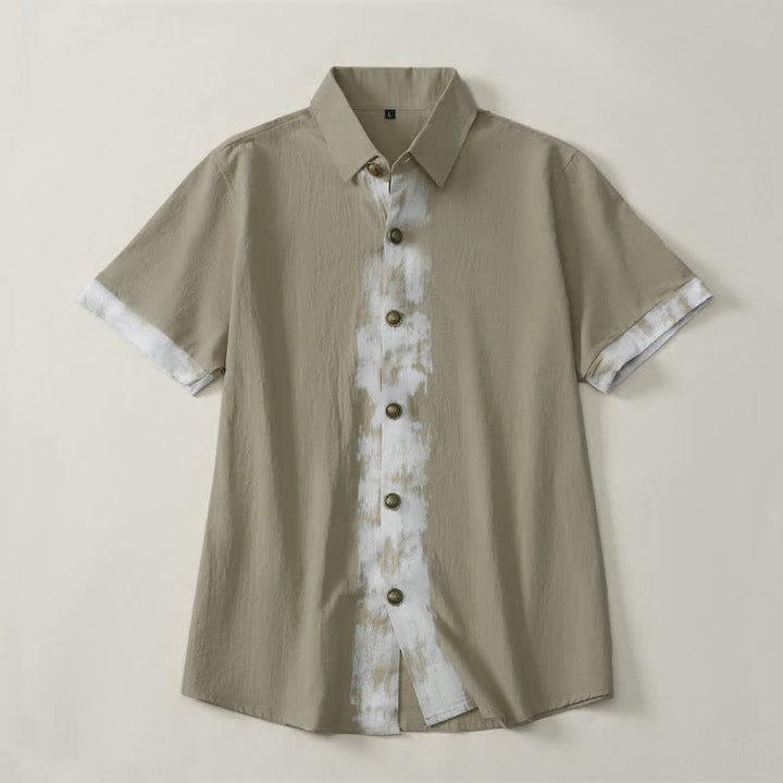 Buddha Stones Summer Casual Boho Tie-Dye Solid Men's Short Sleeve Shirts - image 1