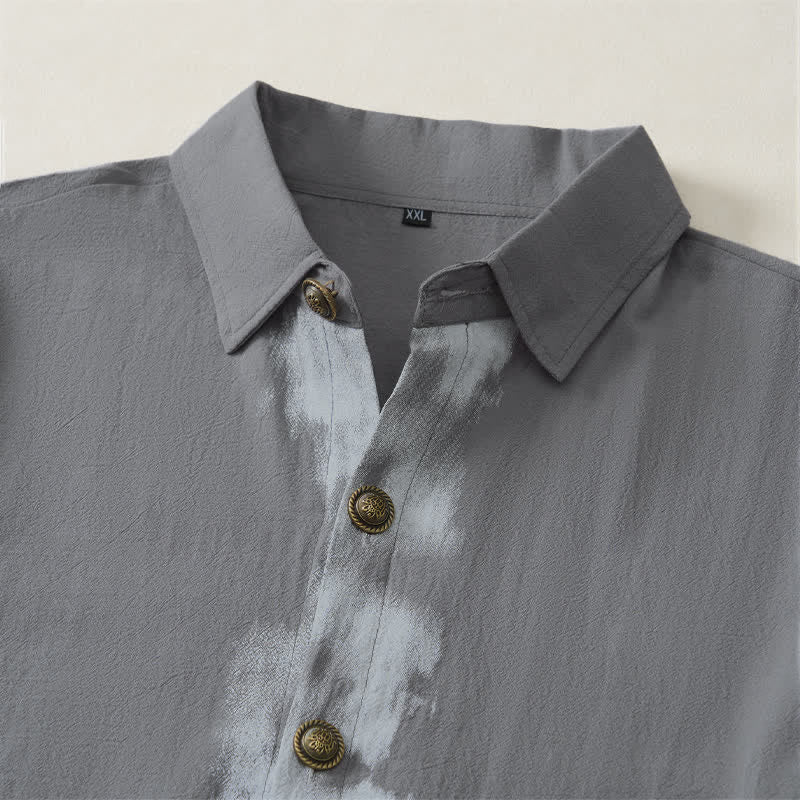 Buddha Stones Summer Casual Boho Tie-Dye Solid Men's Short Sleeve Shirts - image 20