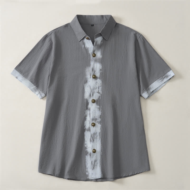 Buddha Stones Summer Casual Boho Tie-Dye Solid Men's Short Sleeve Shirts - image 17