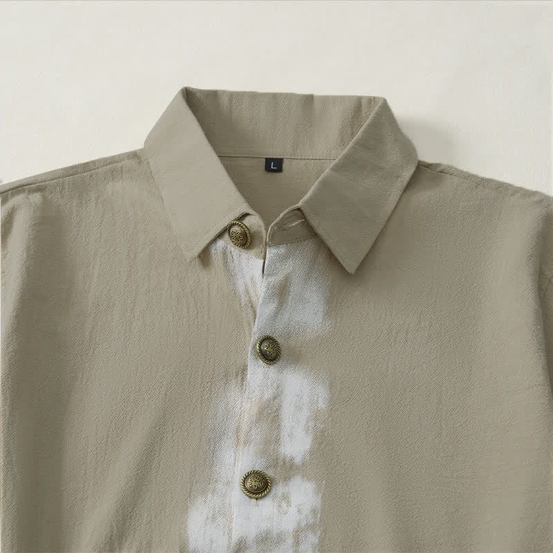 Buddha Stones Summer Casual Boho Tie-Dye Solid Men's Short Sleeve Shirts - image 4