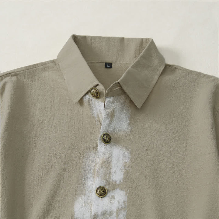 Buddha Stones Summer Casual Boho Tie-Dye Solid Men's Short Sleeve Shirts - image 4