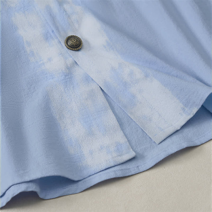 Buddha Stones Summer Casual Boho Tie-Dye Solid Men's Short Sleeve Shirts - image 14