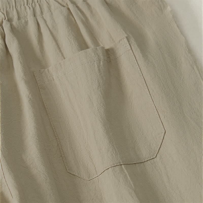 Buddha Stones Fall Casual Plain Drawstring Solid Long Pants Men's Straight Leg Pants With Pocket - image 8