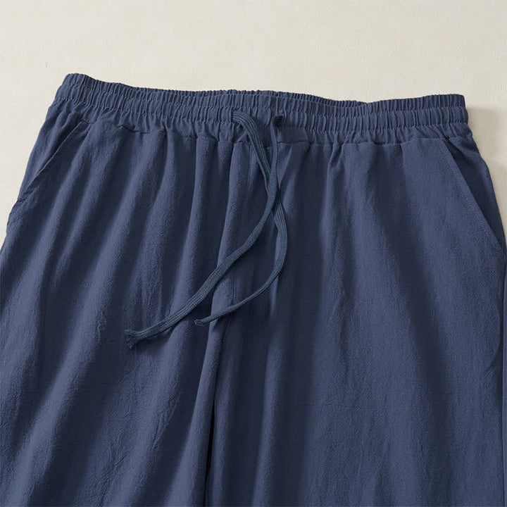 Buddha Stones Fall Casual Plain Drawstring Solid Long Pants Men's Straight Leg Pants With Pocket - image 15