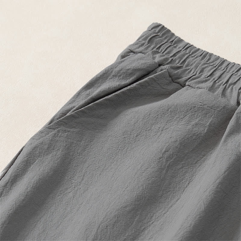 Buddha Stones Fall Casual Plain Drawstring Solid Long Pants Men's Straight Leg Pants With Pocket - image 26