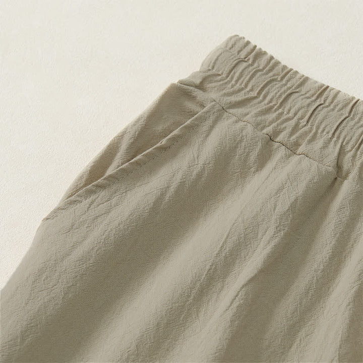 Buddha Stones Fall Casual Plain Drawstring Solid Long Pants Men's Straight Leg Pants With Pocket - image 4