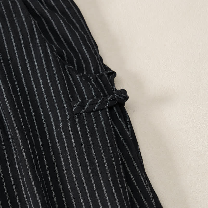 Buddha Stones Spring Summer Basic Drawstring Striped Cropped Pants Men's Tapered Pants With Pockets - image 29