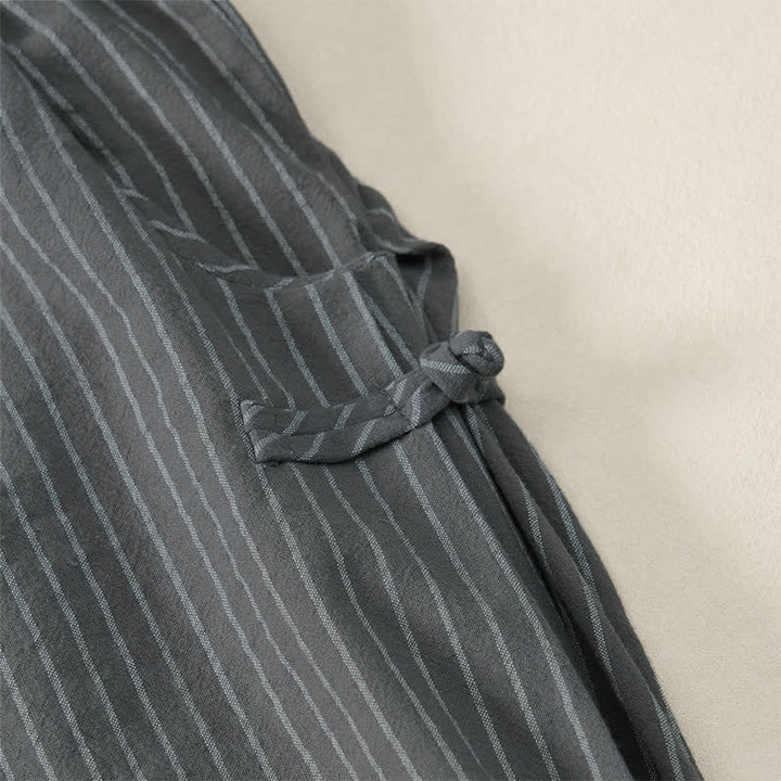 Buddha Stones Spring Summer Basic Drawstring Striped Cropped Pants Men's Tapered Pants With Pockets - image 19