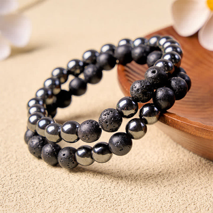 Buddha Stones Hematite Lava Rock Grounding Minimalist Beaded Bracelet - image 2