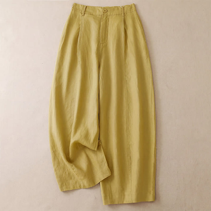 Buddha Stones Spring Summer Casual Minimalist Solid Zipper Design Cropped Pants Women's Wide Leg Pants With Pockets - Khaki - US8-10, UK/AU12-14, EU40-42 (2XL) - image 0