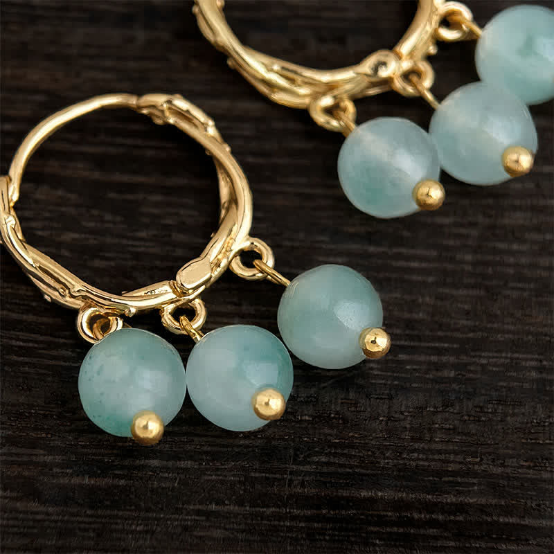 Buddha Stones Natural Moss Agate Copper Drop Soothing Earrings - image 3