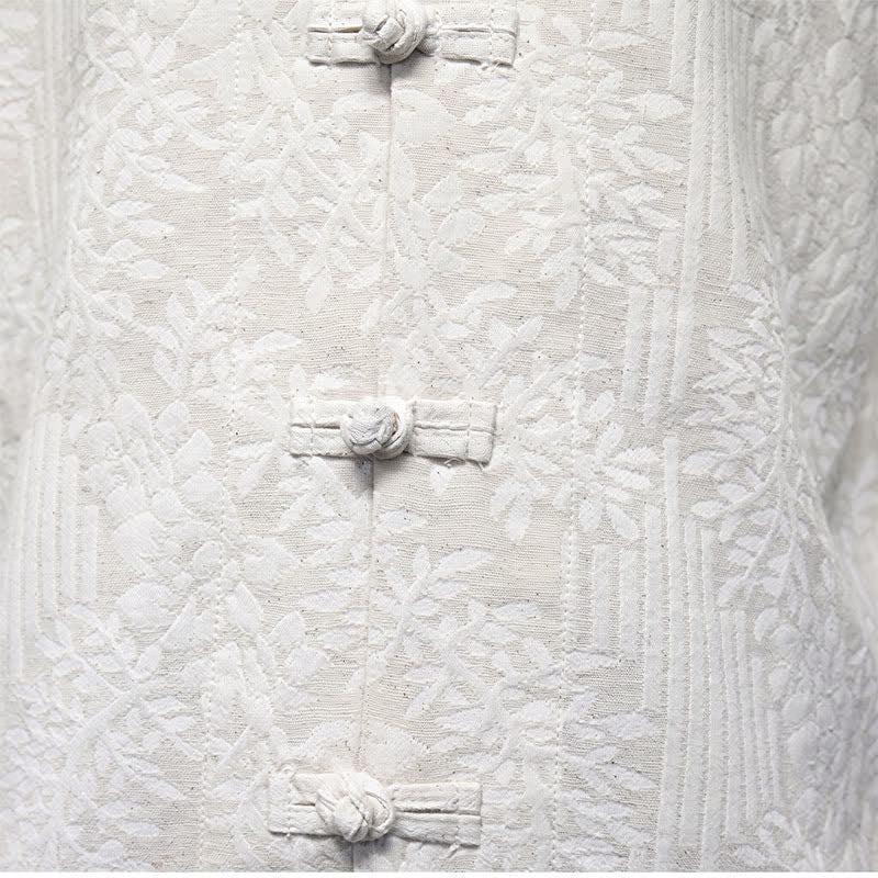 Buddha Stones Fall Tang Style Vintage Frog Button Floral Men's Long Sleeve Shirts - image 35