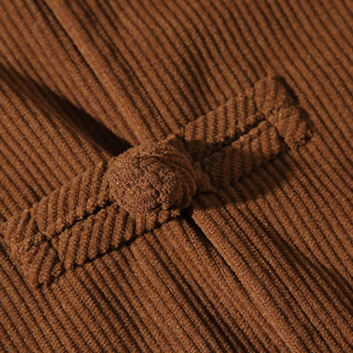 Buddha Stones Fall Winter Casual Tang Style Frog Button Solid Cotton Men's Jacket - image 12
