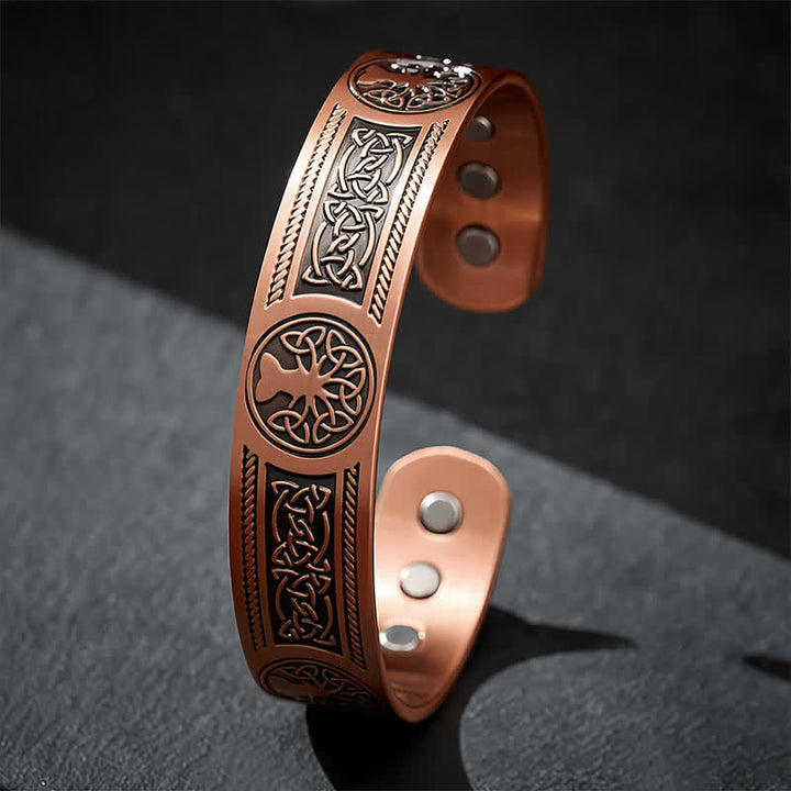 Buddha Stones Red Copper Tree of Life Unity Vintage Open Cuff Bracelet - image 3