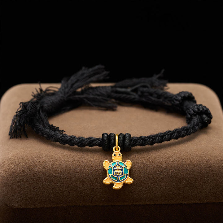 Buddha Stones Turtle Charm Gold Plated Copper Red String Balance Tibet Bracelet - image 19