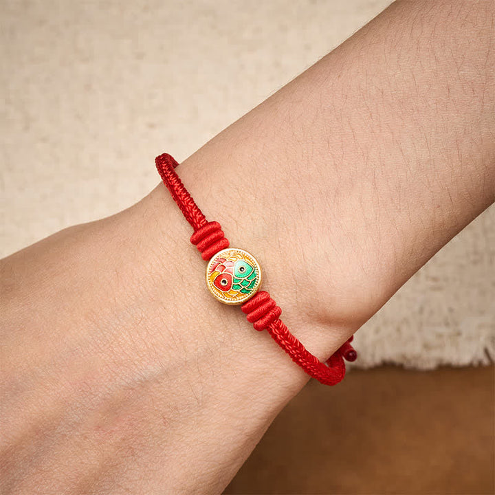 Buddha Stones Red String Double Koi Fish Auspicious Bracelet - image 4