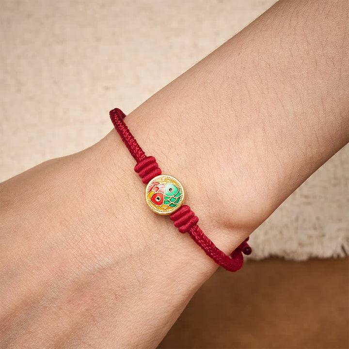 Buddha Stones Red String Double Koi Fish Auspicious Bracelet - image 12