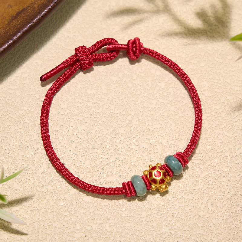 Buddha Stones Turtle Copper Red String Hand-Woven Prosperity Bracelet - image 2