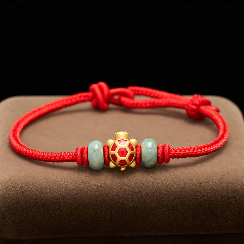 Buddha Stones Turtle Copper Red String Hand-Woven Prosperity Bracelet - image 12