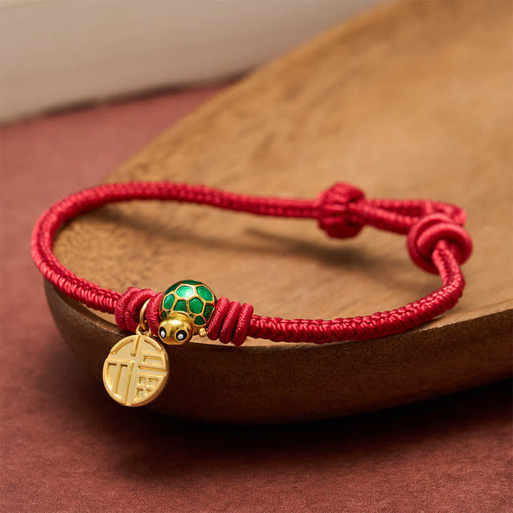 Buddha Stones Fu Character Turtle Red String Fortune Bracelet - image 6