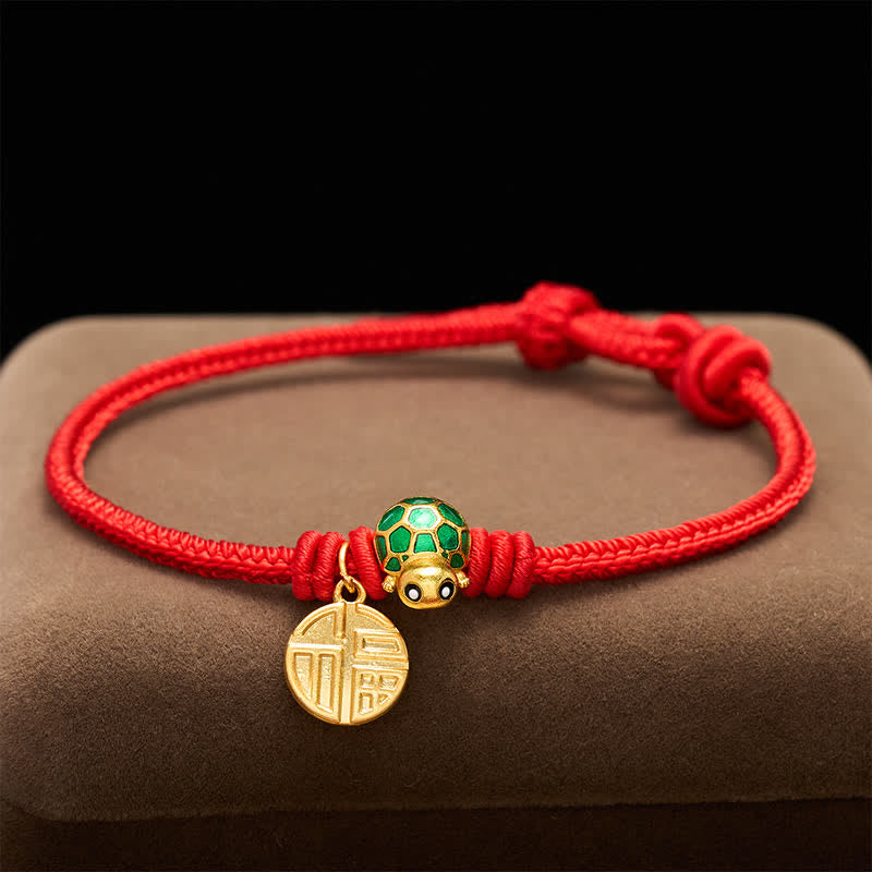 Buddha Stones Fu Character Turtle Red String Fortune Bracelet - image 16
