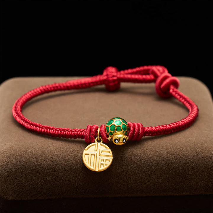 Buddha Stones Fu Character Turtle Red String Fortune Bracelet - image 4