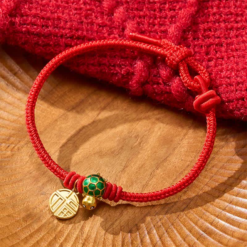 Buddha Stones Fu Character Turtle Red String Fortune Bracelet - image 15