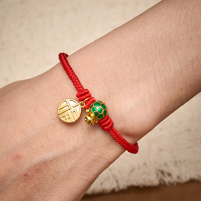 Buddha Stones Fu Character Turtle Red String Fortune Bracelet - image 19